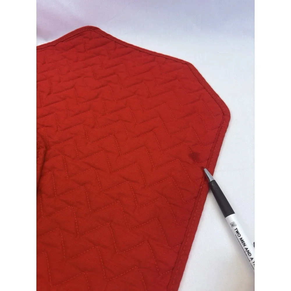 Set of 6 Red Holiday Cotton Quilted Rectangular Placemats, Solid Multipurpose